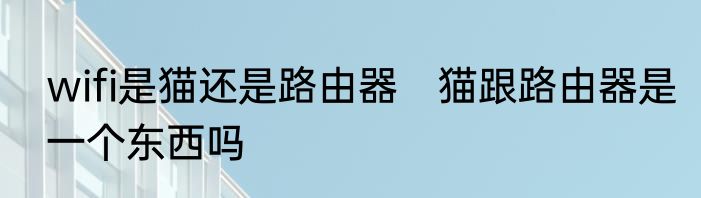 wifi是猫还是路由器　猫跟路由器是一个东西吗
