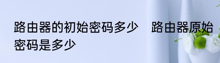 路由器的初始密码多少　路由器原始密码是多少
