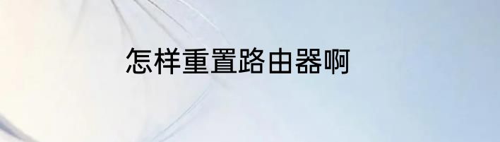 怎样重置路由器啊