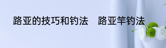 路亚的技巧和钓法　路亚竿钓法