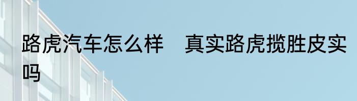 路虎汽车怎么样　真实路虎揽胜皮实吗