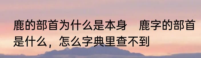 鹿的部首为什么是本身　鹿字的部首是什么，怎么字典里查不到