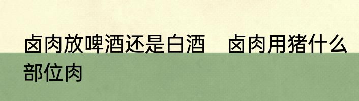 卤肉放啤酒还是白酒　卤肉用猪什么部位肉