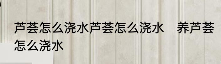 芦荟怎么浇水芦荟怎么浇水　养芦荟怎么浇水