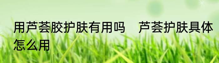 用芦荟胶护肤有用吗　芦荟护肤具体怎么用