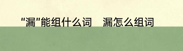 “漏”能组什么词　漏怎么组词