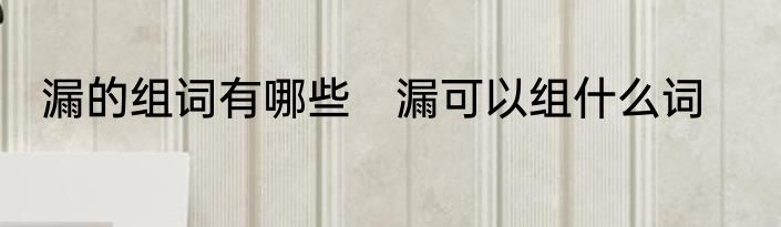 漏的组词有哪些　漏可以组什么词