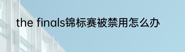 the finals锦标赛被禁用怎么办