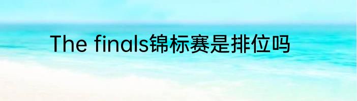 The finals锦标赛是排位吗