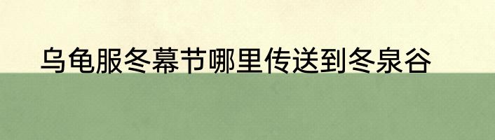 乌龟服冬幕节哪里传送到冬泉谷