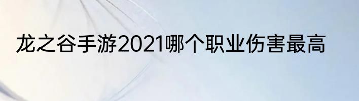 龙之谷手游2021哪个职业伤害最高