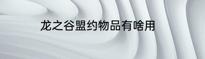 龙之谷盟约物品有啥用