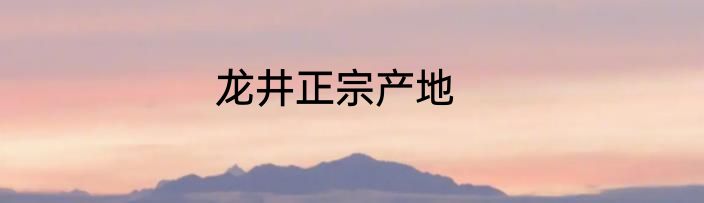 龙井正宗产地