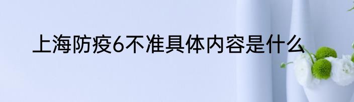 上海防疫6不准具体内容是什么