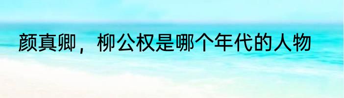 颜真卿，柳公权是哪个年代的人物