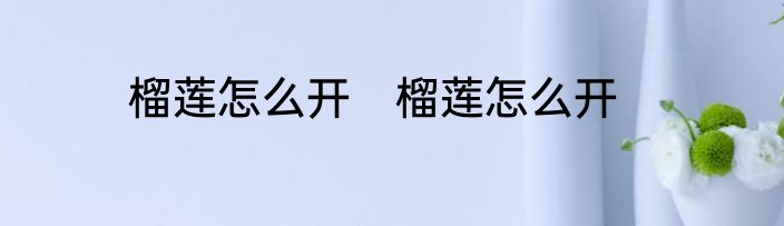 榴莲怎么开　榴莲怎么开