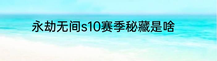 永劫无间s10赛季秘藏是啥
