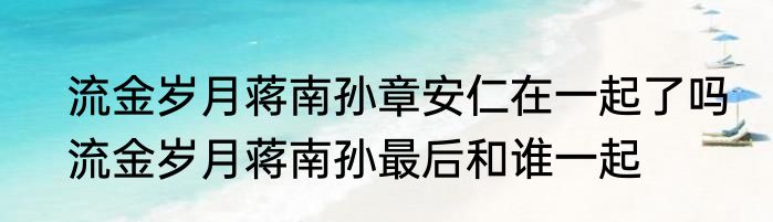 流金岁月蒋南孙章安仁在一起了吗　流金岁月蒋南孙最后和谁一起