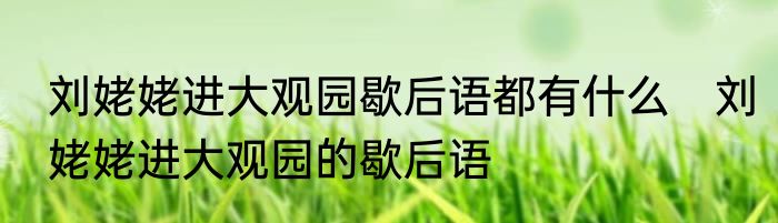 刘姥姥进大观园歇后语都有什么　刘姥姥进大观园的歇后语