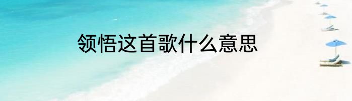 领悟这首歌什么意思
