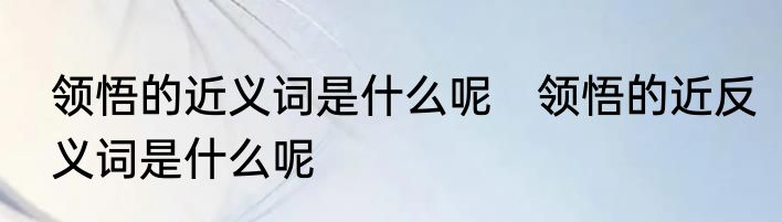 领悟的近义词是什么呢　领悟的近反义词是什么呢