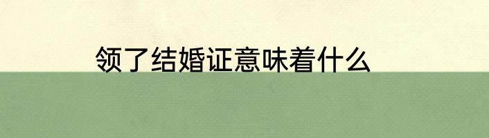 领了结婚证意味着什么