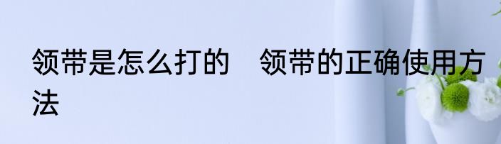 领带是怎么打的　领带的正确使用方法