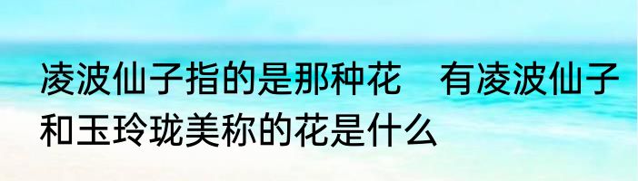 凌波仙子指的是那种花　有凌波仙子和玉玲珑美称的花是什么