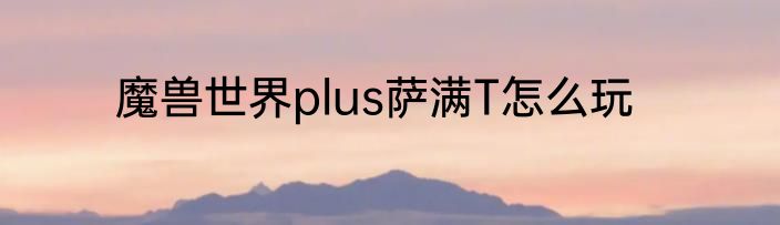 魔兽世界plus萨满T怎么玩