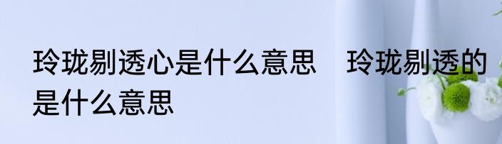玲珑剔透心是什么意思　玲珑剔透的是什么意思