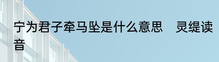 宁为君子牵马坠是什么意思　灵缇读音