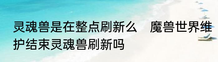 灵魂兽是在整点刷新么　魔兽世界维护结束灵魂兽刷新吗