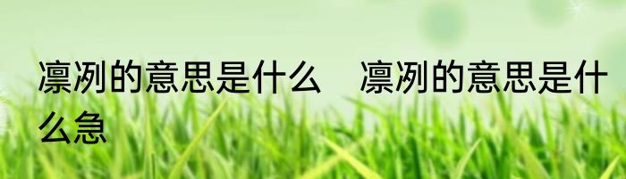 凛冽的意思是什么　凛冽的意思是什么急