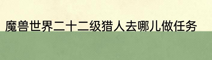 魔兽世界二十二级猎人去哪儿做任务