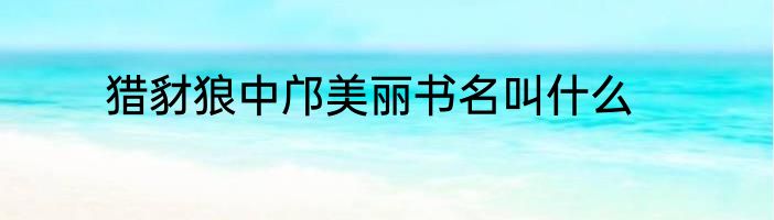 猎豺狼中邝美丽书名叫什么