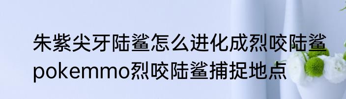 朱紫尖牙陆鲨怎么进化成烈咬陆鲨　pokemmo烈咬陆鲨捕捉地点