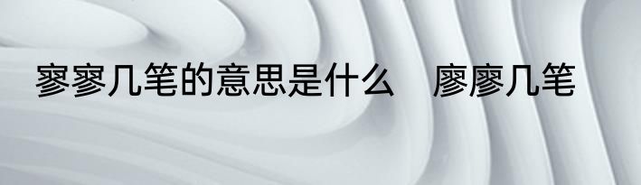 寥寥几笔的意思是什么　廖廖几笔