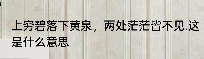 上穷碧落下黄泉，两处茫茫皆不见.这是什么意思