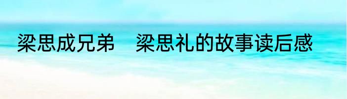 梁思成兄弟　梁思礼的故事读后感