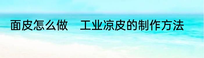 面皮怎么做　工业凉皮的制作方法