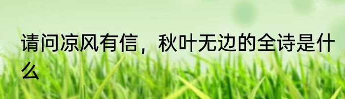 请问凉风有信，秋叶无边的全诗是什么