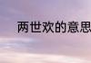 两世欢的意思　两世欢什么意思