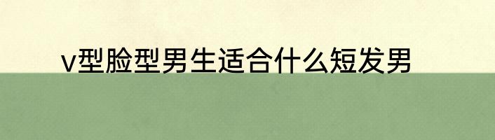v型脸型男生适合什么短发男
