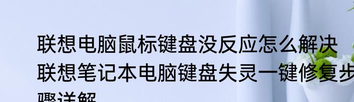 联想电脑鼠标键盘没反应怎么解决　联想笔记本电脑键盘失灵一键修复步骤详解