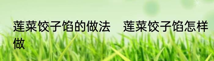 莲菜饺子馅的做法　莲菜饺子馅怎样做