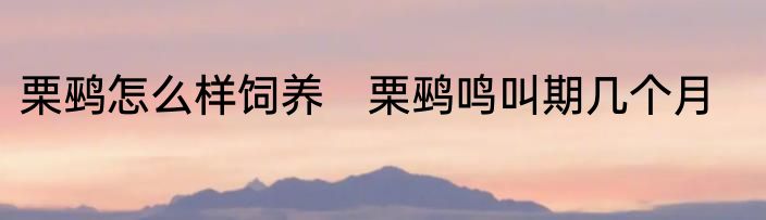 栗鹀怎么样饲养　栗鹀鸣叫期几个月