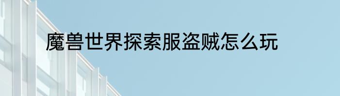 魔兽世界探索服盗贼怎么玩
