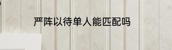 严阵以待单人能匹配吗