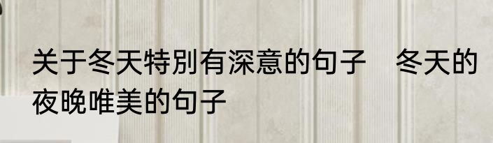 关于冬天特別有深意的句子　冬天的夜晚唯美的句子