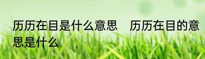 历历在目是什么意思　历历在目的意思是什么